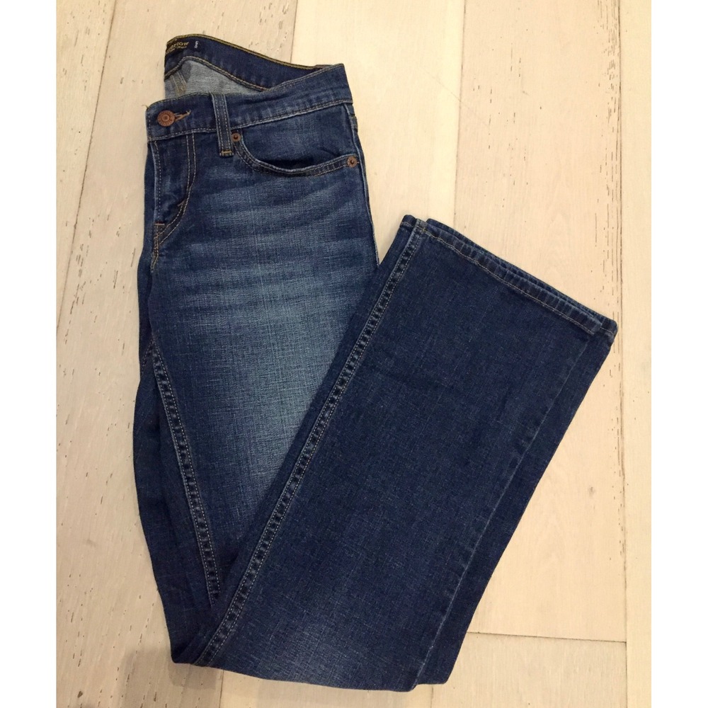Levis 524 Too Superlow Jeans Womens 5M Blue Dark Wash Bootcut Low Rise Denim
